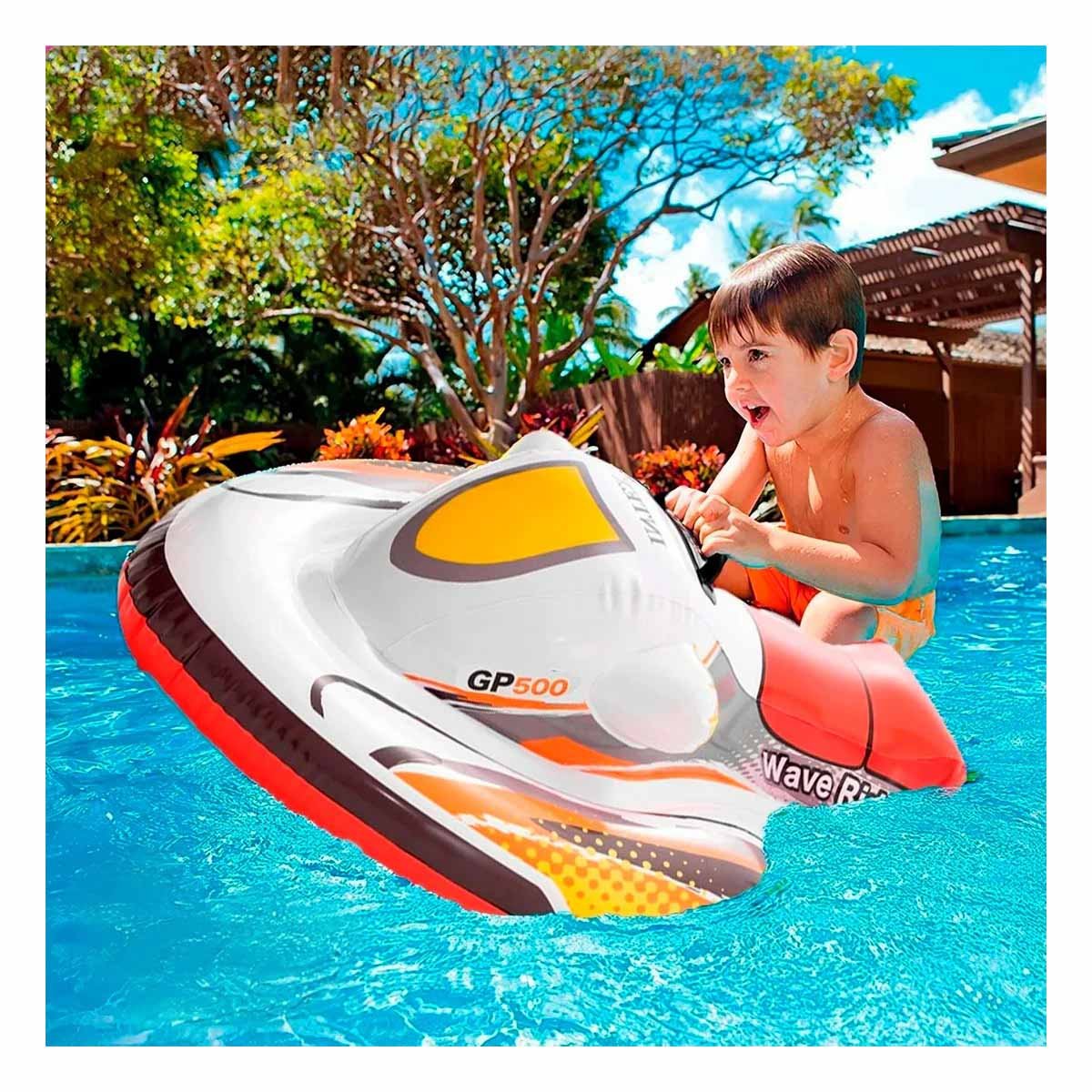 PACK2 SALVAVIDAS ACUATICO MOTO 117 X 77 CM DIVERTIDO PARA JUEGOS Y+REGALO STICKER - 5