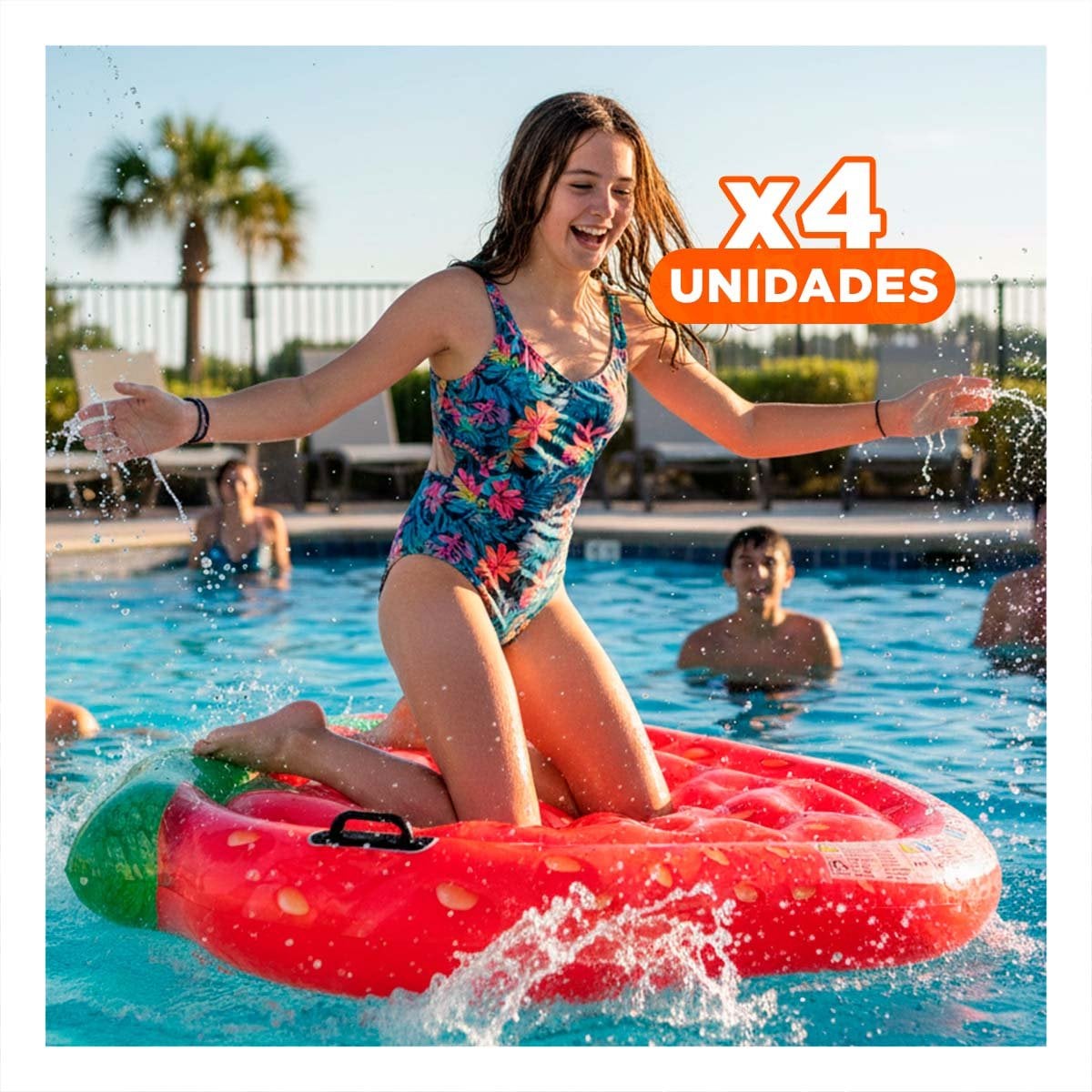 PACK4 SALVAVIDAS INFLABLE ISLA DE FRESAS 137 X 132 CM SEGURO PARA NIÑOS - 1
