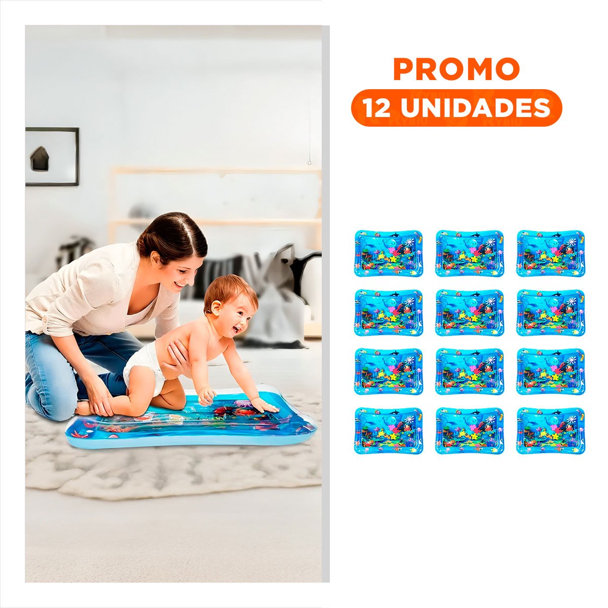 PACK12 CAMA INFLABLE AZUL PARA NIÑOS Y SEGURIDAD EN JUEGOS CON DIVERSION Y+REGALO STICKER - 1