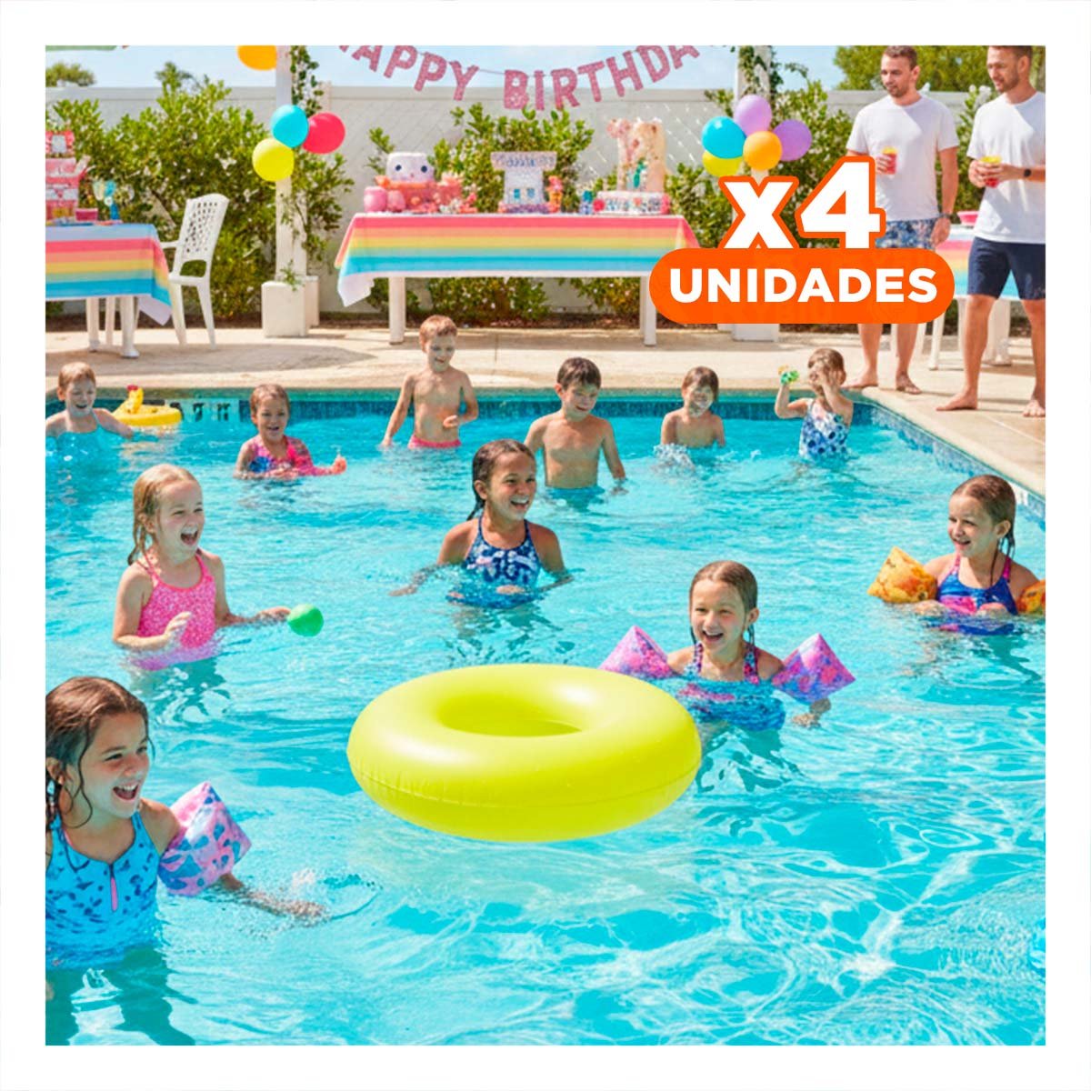 PACK4 INFLABLE NEON AMARILLO 91 CM GRANDE PARA PISCINA - 1