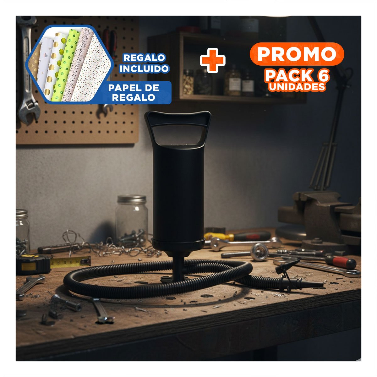 PACK6 AIREADOR DE AIRE RESISTENTE 14 PULGADAS PARA JUEGOS INFLABLES NEGRO Y+PAPEL REGALO - 1