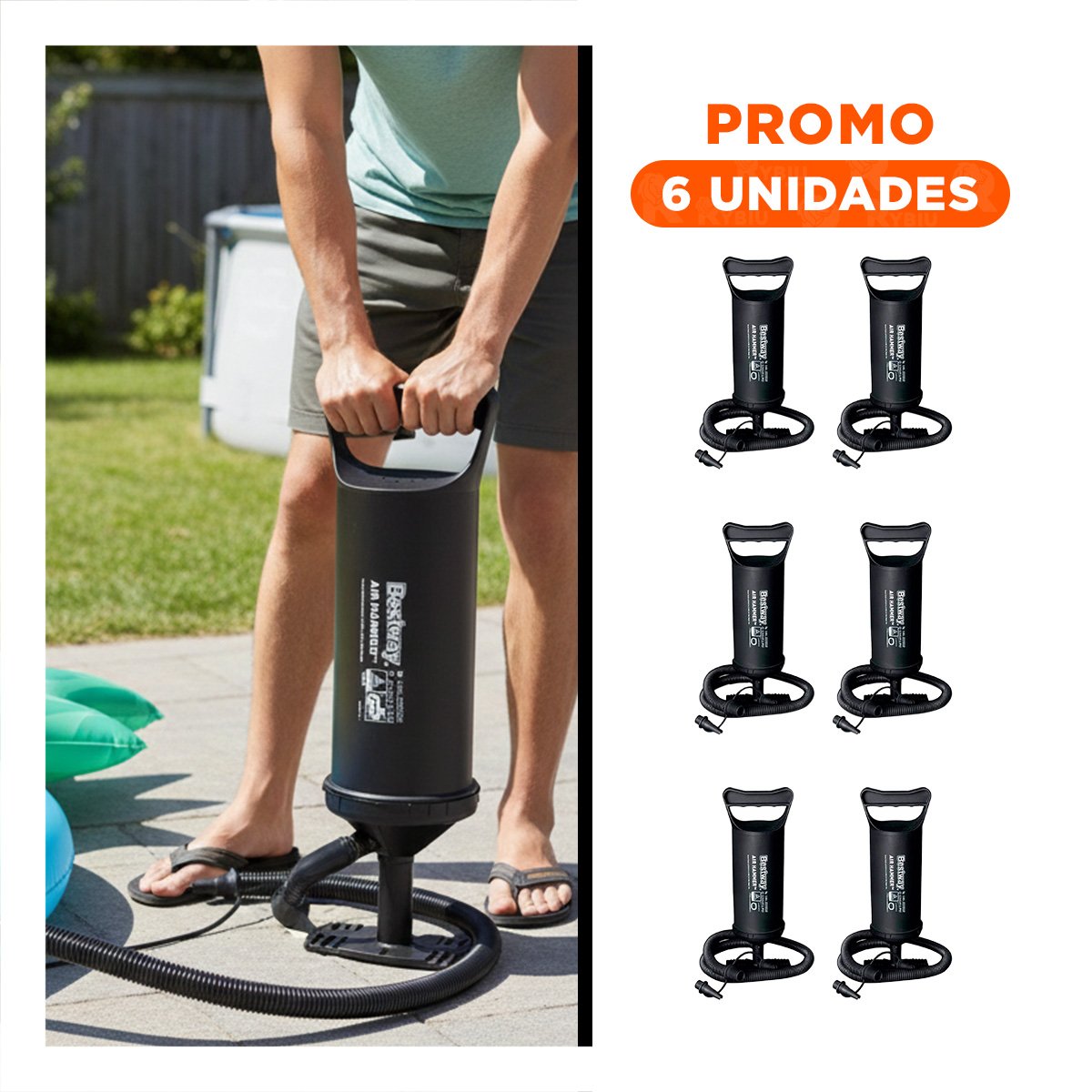 PACK6 SOPLADOR MANUAL DE AIRE DURABLE NEGRO 36 CM PARA GLOBOS Y DECORACION - 1