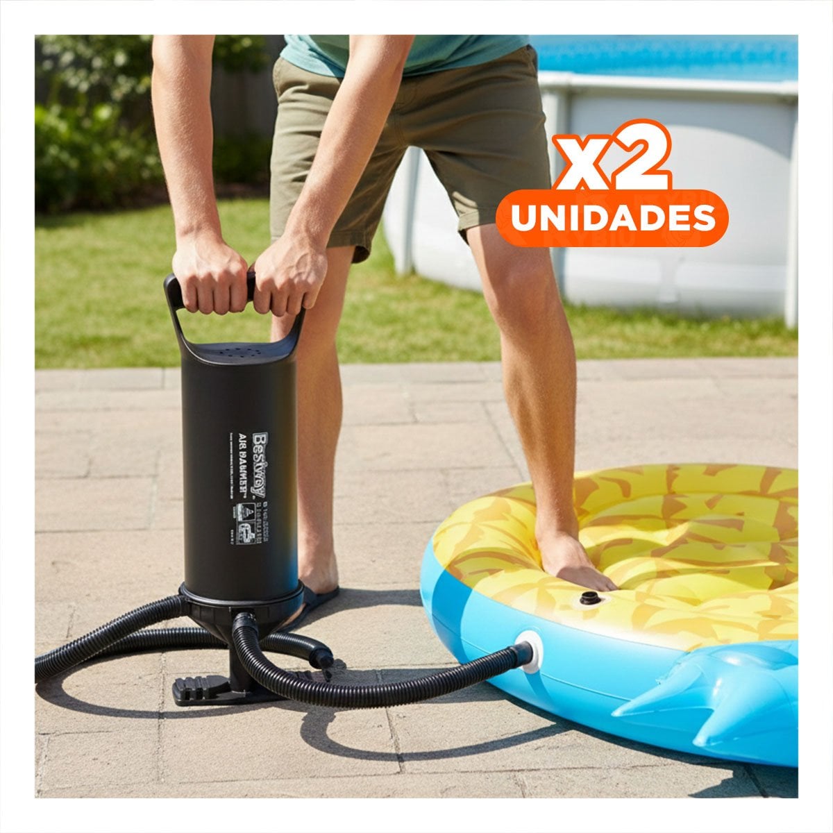 PACK2 BOMBA MANUAL RESISTENTE NEGRO 36 CM PARA GLOBOS Y EVENTOS Y+REGALO STICKER - 1