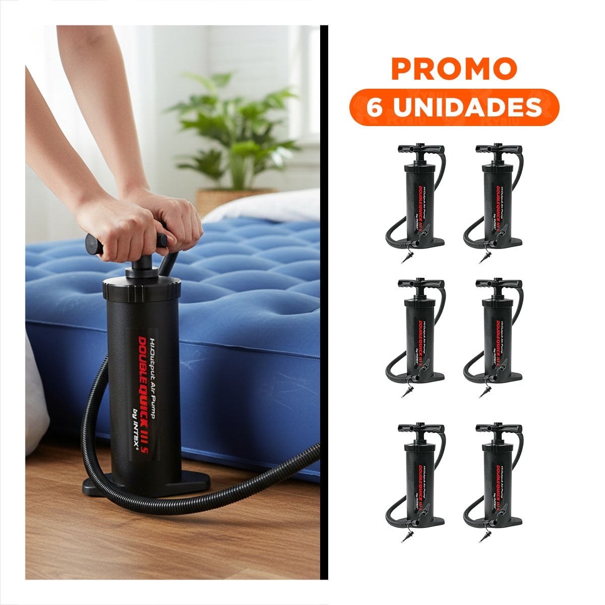 PACK6 INFLADOR DE MANO 15 PULGADAS CON AGUJA PARA PISCINA Y JUEGOS NEGRO - 1