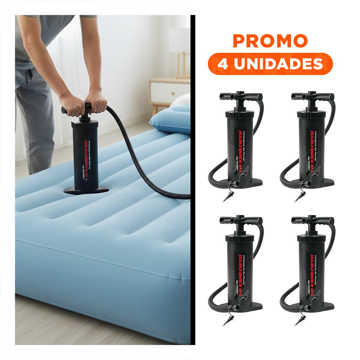 PACK4 AIREADOR PRACTICO 15 PULGADAS CON AGUJA PARA COLCHONES Y PISCINA NEGRO Y+REGALO STICKER - 1
