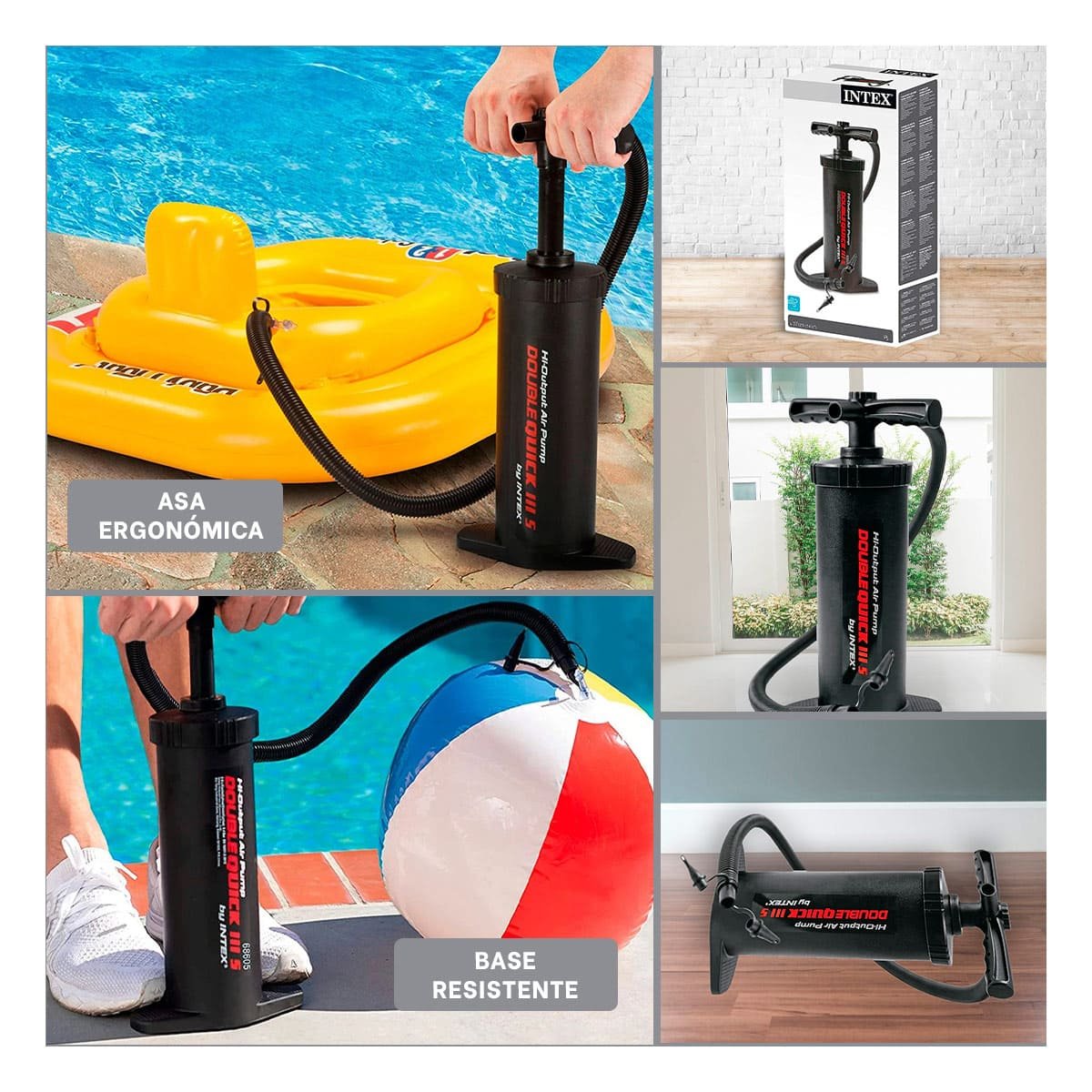 PACK4 AIREADOR PRACTICO 15 PULGADAS CON AGUJA PARA COLCHONES Y PISCINA NEGRO Y+REGALO STICKER - 2
