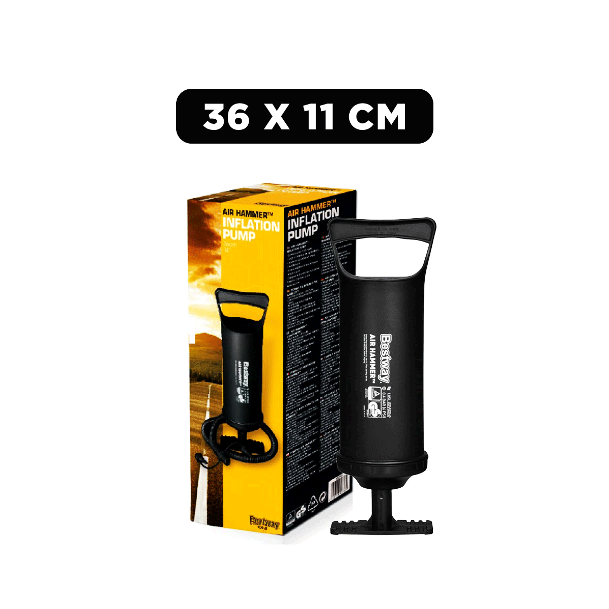 PACK12 COMPRESOR DE AIRE DE MANO NEGRO 36 CM PARA GLOBOS Y JUEGOS INFLABLES Y+REGALO STICKER - 4