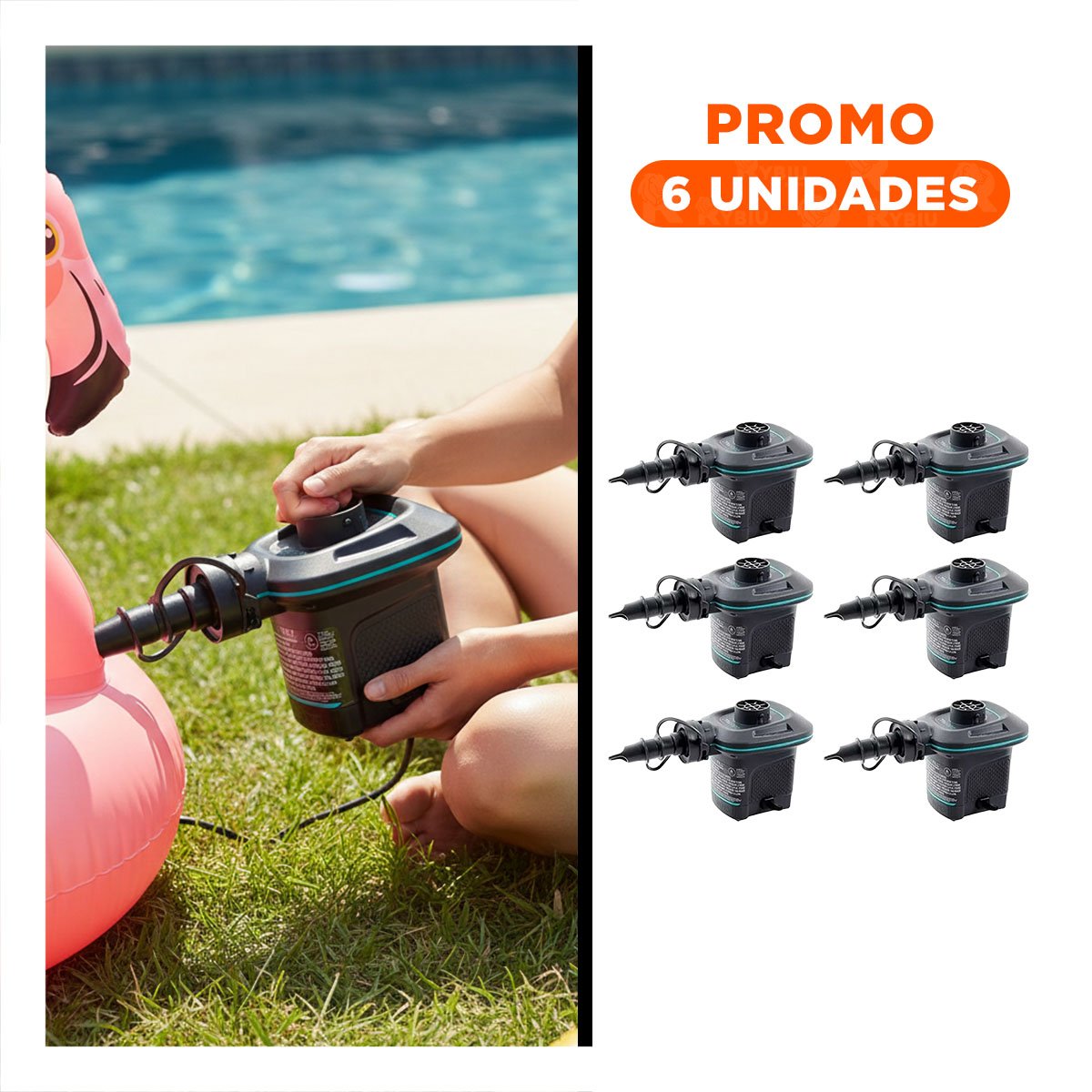 PACK6 COMPRESOR ELECTRICO MODERNO PARA INFLAR RAPIDO CON SISTEMA FUNCIONAL - 1