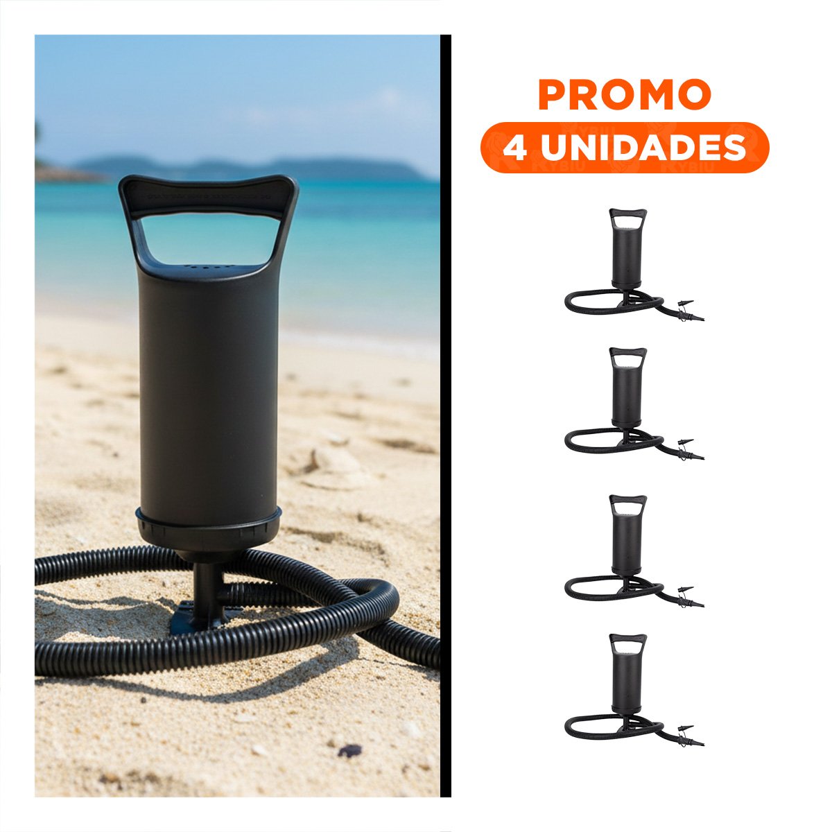 PACK4 AIREADOR MANUAL FUNCIONAL 14 PULGADAS PARA COLCHONES INFLABLES NEGRO Y+REGALO STICKER - 1