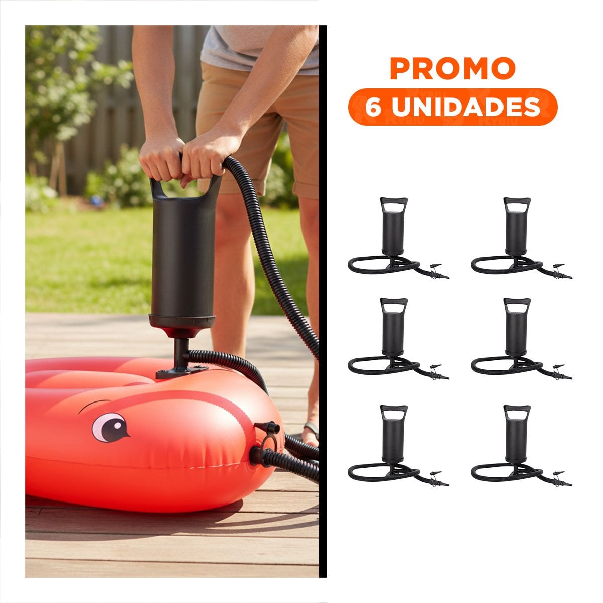 PACK6 AIREADOR COMPACTO DE MANO 14 PULGADAS PARA PLAYA Y PISCINA NEGRO - 1
