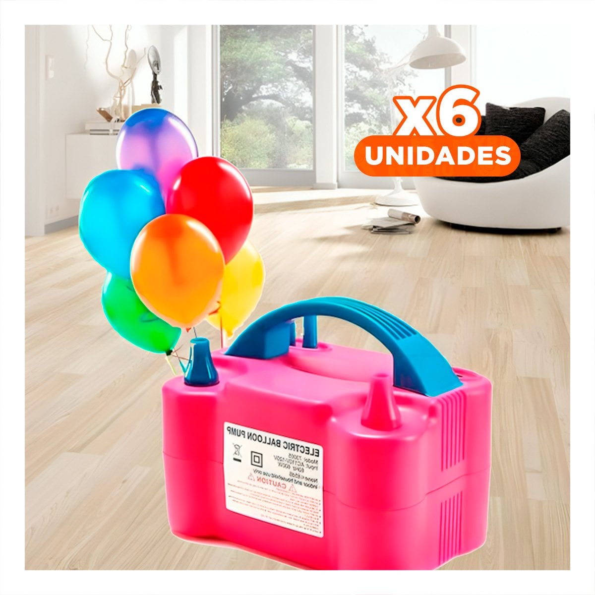 PACK6 COMPRESOR PORTATIL FUCSIA Y COMPACTO PARA JUEGOS Y DECORACION Y+REGALO STICKER - 1