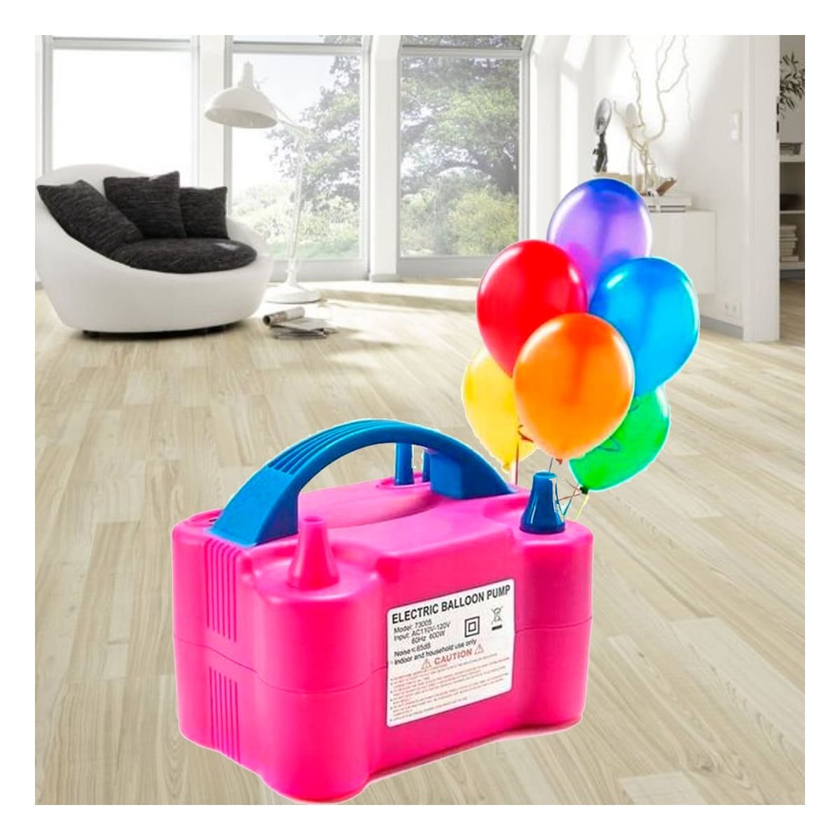PACK2 BOMBA PORTATIL FUCSIA Y RAPIDA PARA DECORACION Y JUEGOS Y+PAPEL REGALO - 5