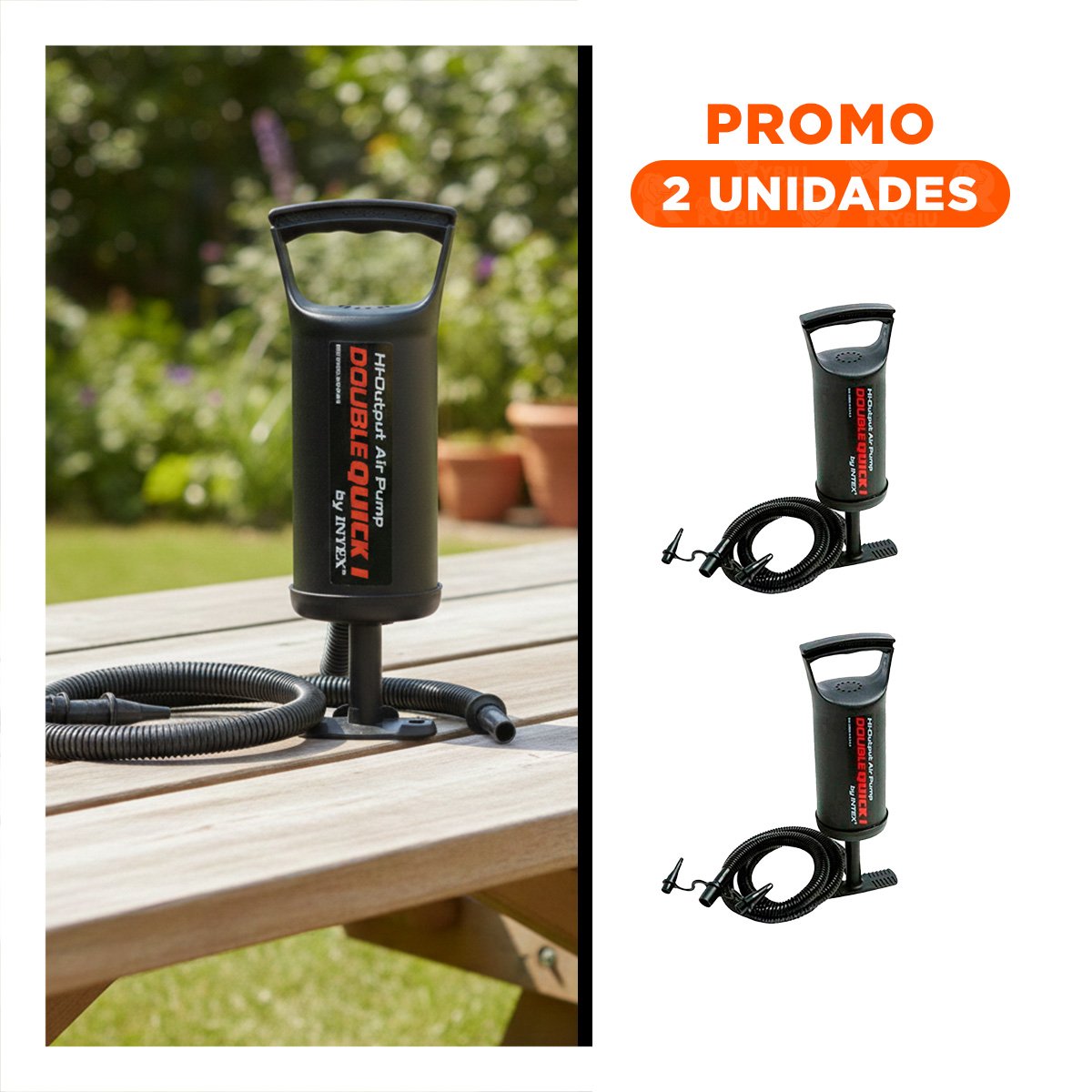 PACK2 INFLADOR DE MANO COMODO 12 PULGADAS PARA PISCINA Y CAMPING CON USO VERSATIL - 1