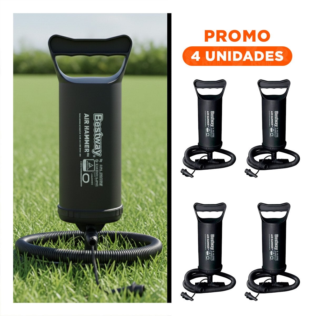 PACK4 COMPRESOR PORTATIL 30CM Y COMPACTO PARA JUEGOS Y DIVERSION Y+REGALO STICKER - 1