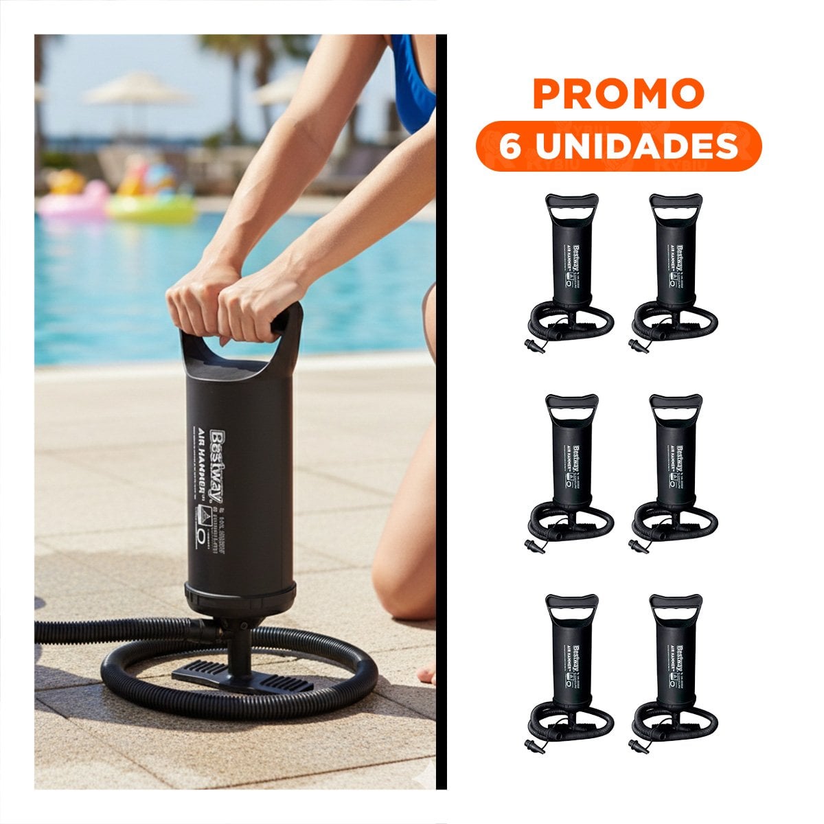 PACK6 COMPRESOR PORTATIL 30CM Y SEGURO PARA NIÑOS Y FIESTA - 1