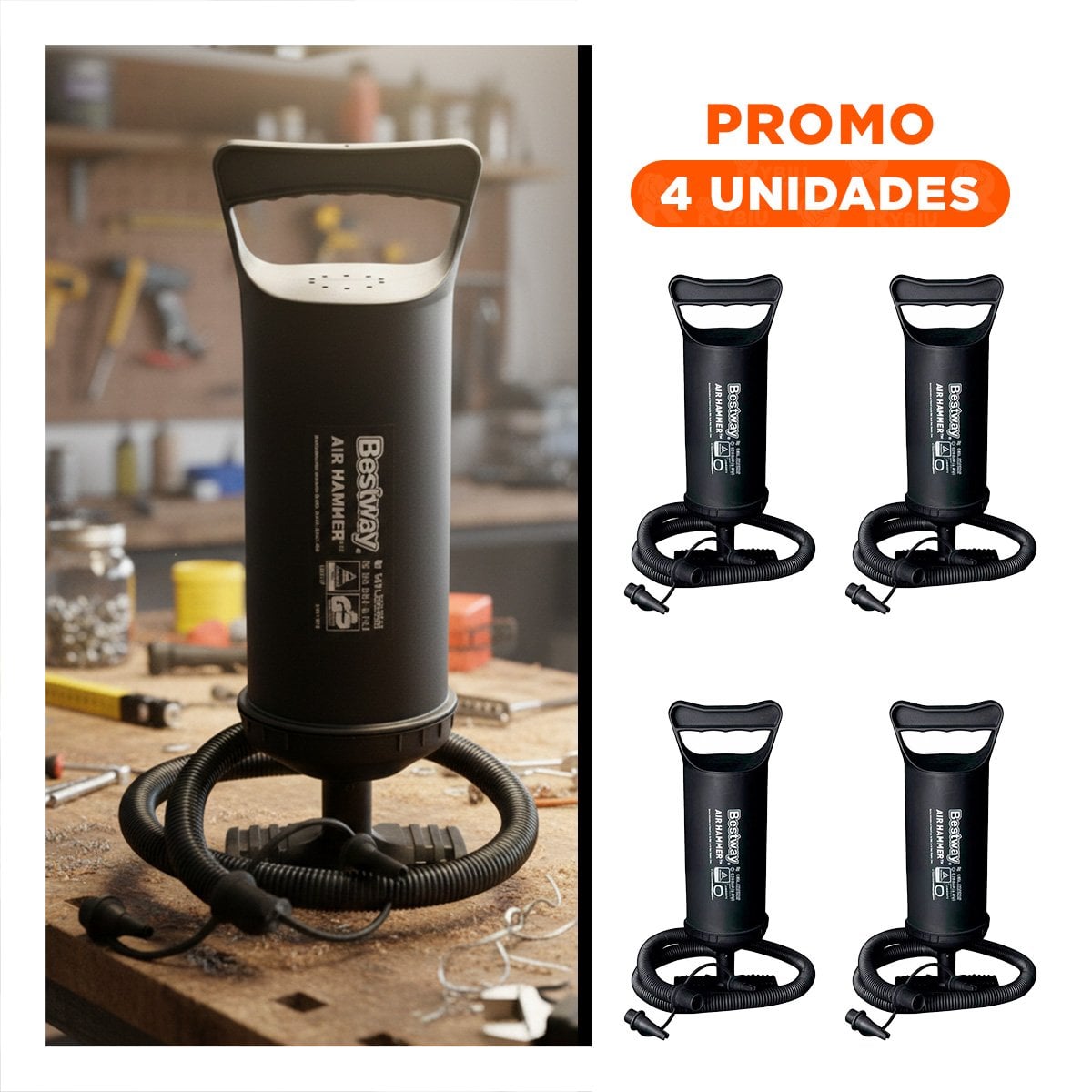 PACK4 SOPLADOR MANUAL DE AIRE LIGERO NEGRO 36 CM PARA GLOBOS Y CELEBRACIONES Y+REGALO STICKER - 1