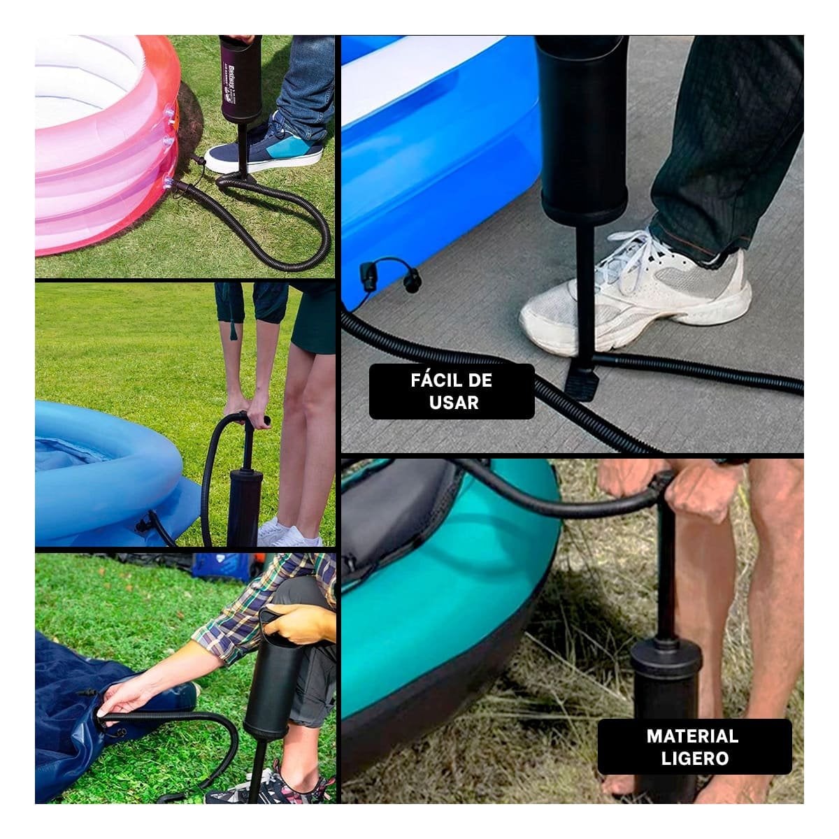 PACK4 SOPLADOR MANUAL DE AIRE LIGERO NEGRO 36 CM PARA GLOBOS Y CELEBRACIONES Y+REGALO STICKER - 2