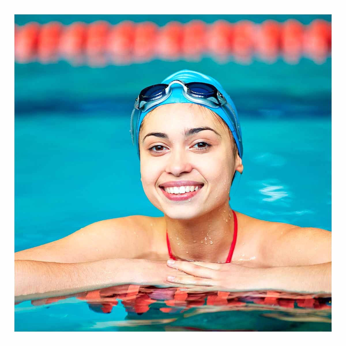 PACK6 CAPUCHA DE NATACION CELESTE PARA ENTRENAMIENTO Y CABELLO PROTEGIDO Y+REGALO STICKER - 5
