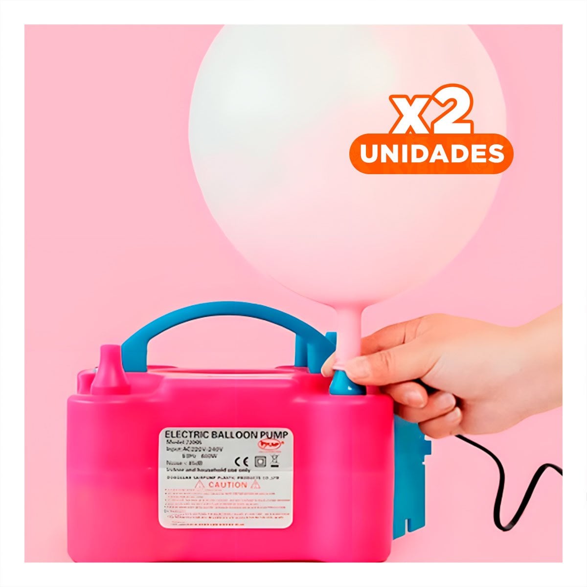 PACK2 BOMBA PORTATIL FUCSIA Y FACIL DE USAR CON NIÑOS Y FIESTA Y+REGALO STICKER - 1