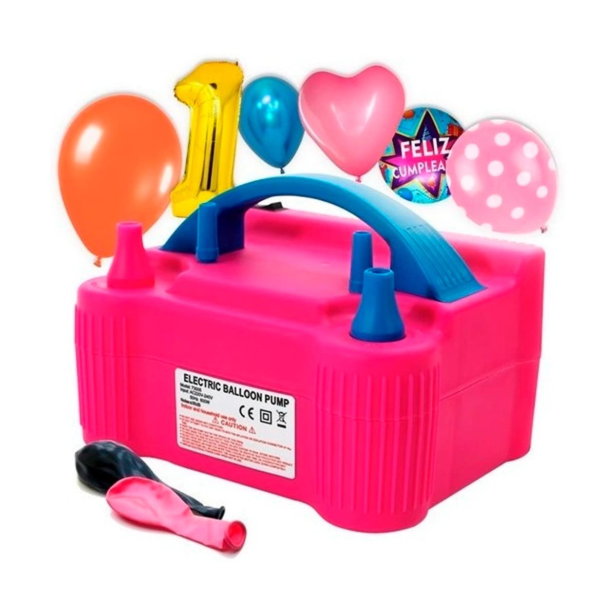 PACK2 BOMBA PORTATIL FUCSIA Y FACIL DE USAR CON NIÑOS Y FIESTA Y+REGALO STICKER - 2