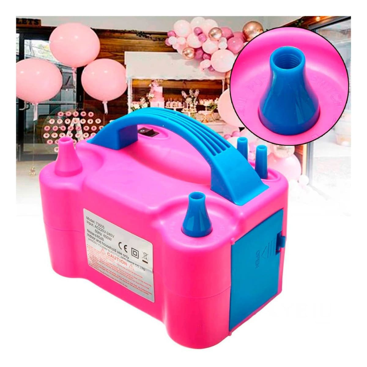 PACK2 BOMBA PORTATIL FUCSIA Y FACIL DE USAR CON NIÑOS Y FIESTA Y+REGALO STICKER - 5