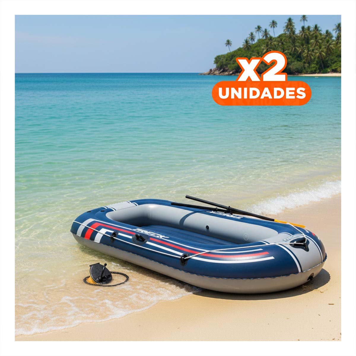 PACK2 BARCO INFLABLE PARA DIVERSION EN PISCINA CON REMO Y FLOTADOR ...