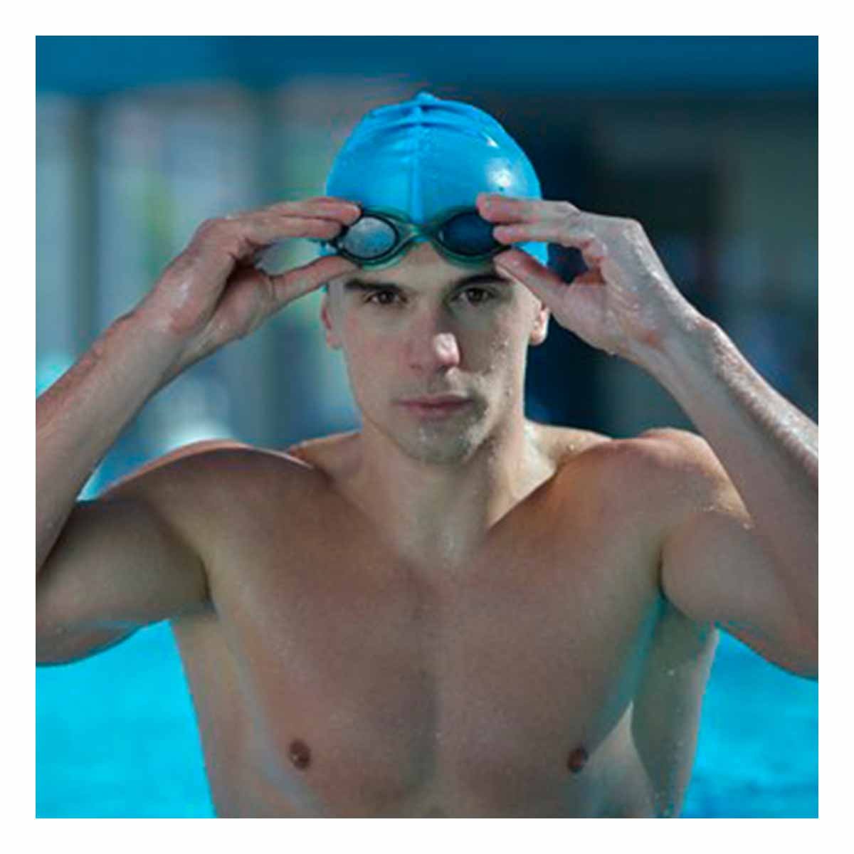 PACK12 GORRO DE NATACION CELESTE PARA PISCINA Y CABELLO SECO Y+REGALO STICKER - 5