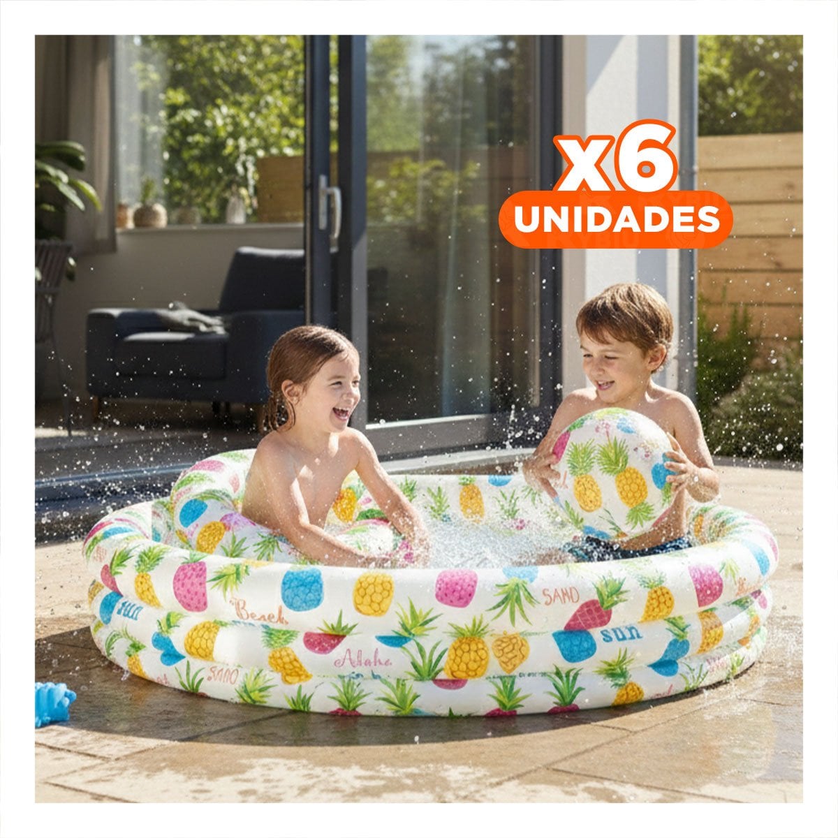 PACK6 CHAPOTEADERO INFLABLE DECORATIVO CON AMBIENTE TROPICAL Y DIVERSION Y+REGALO STICKER - 1