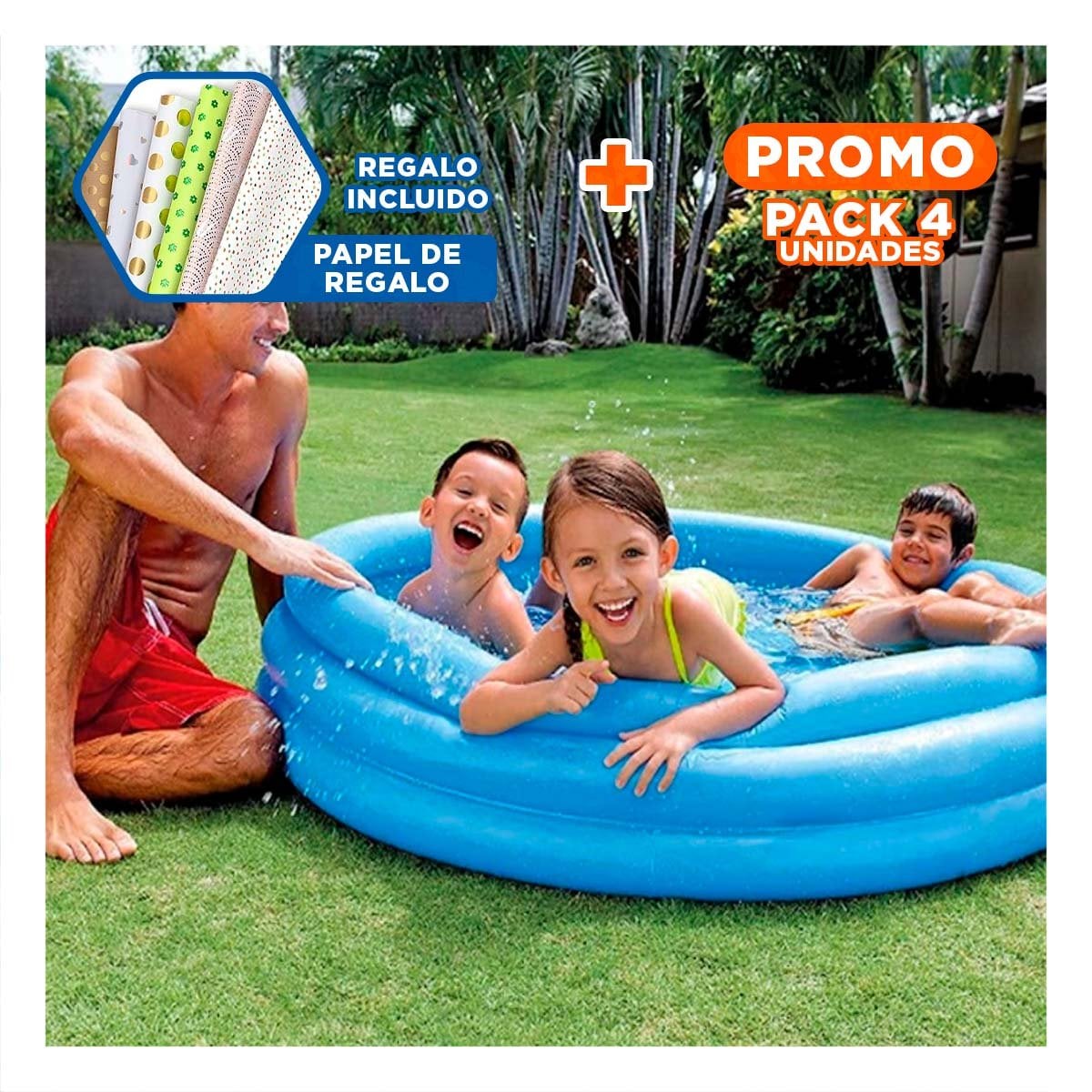 PACK4 ZONA DE AGUA AZUL CRISTAL 147 X 33 CM PARA VERANO EN CASA REFRESCANTE Y+PAPEL REGALO - 1