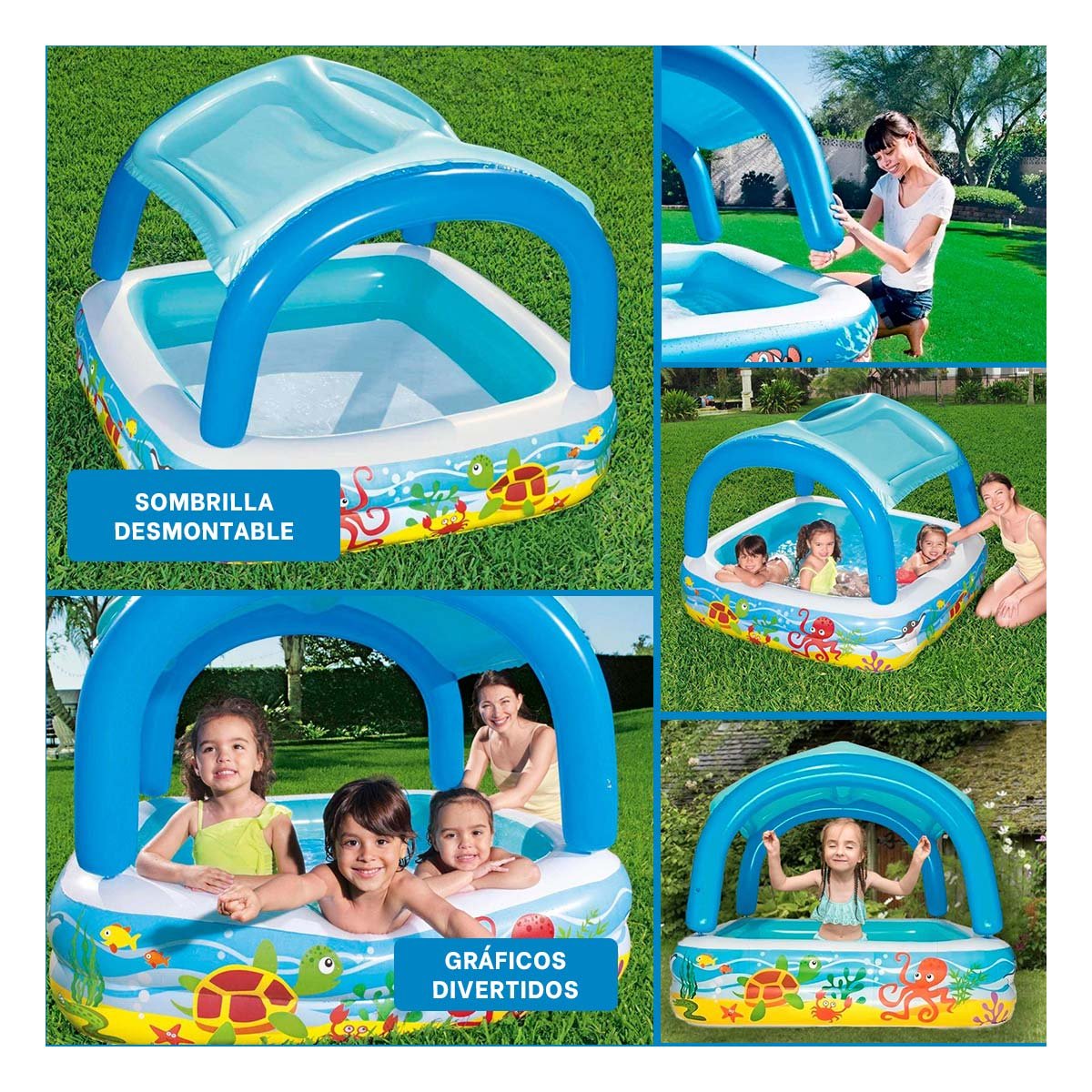 PACK2 ZONA DE AGUA CANOPY 147 X 147 X 122 CM CON SOMBRA SUPERIOR PARA VERANO Y+PAPEL REGALO - 3