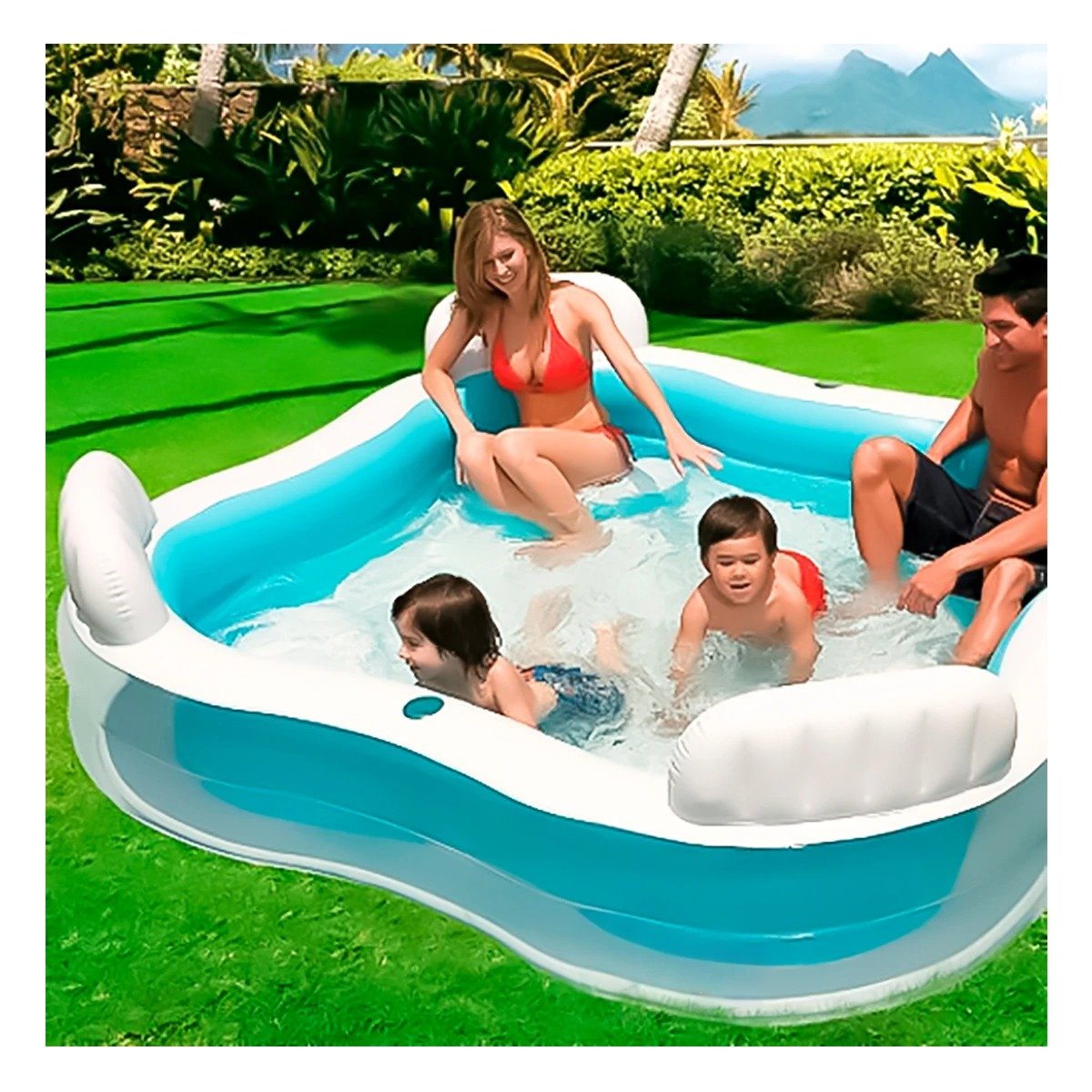 PACK2 PILETA CON ASIENTOS 229 X 299 X 66 CM RESISTENTE PARA VERANO - 5