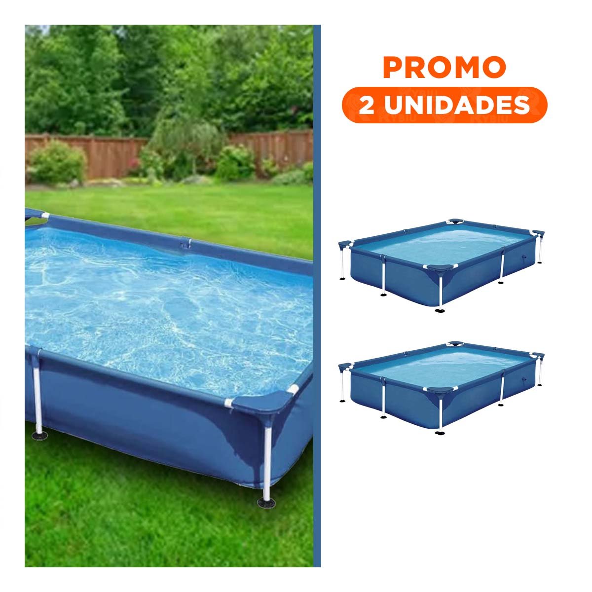 PACK2 ESTANQUE CON MARCO DE METAL 221 X 150 X 43CM PARA PATIO - 1