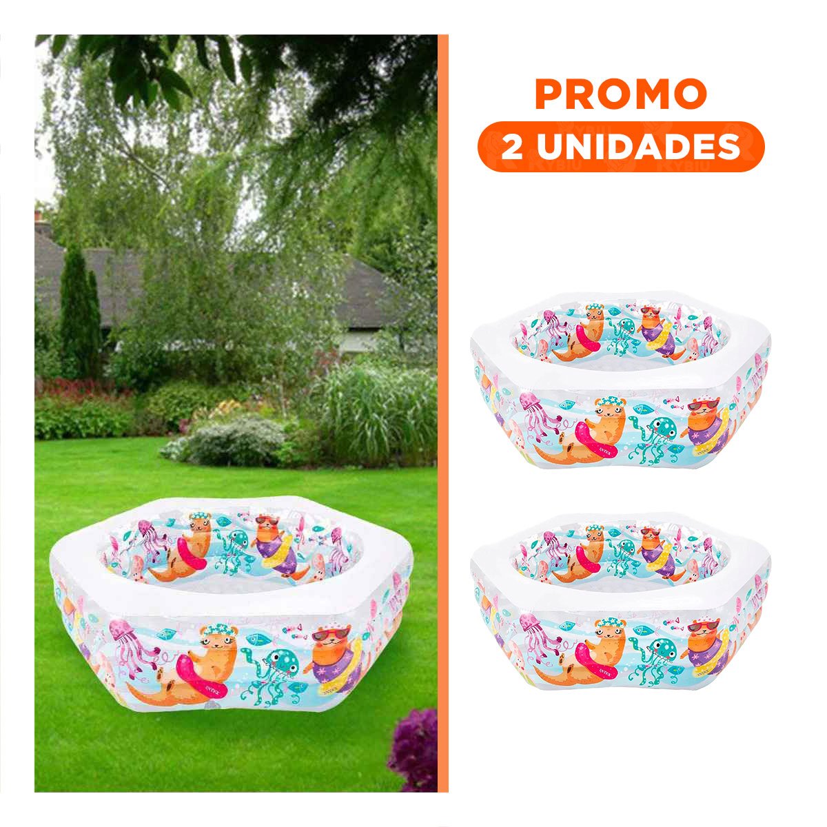 PACK2 PISCINA PARA JARDIN HOGAR Y CASA CON FORMA RECTANGULAR Y USO EXTERIOR - 1