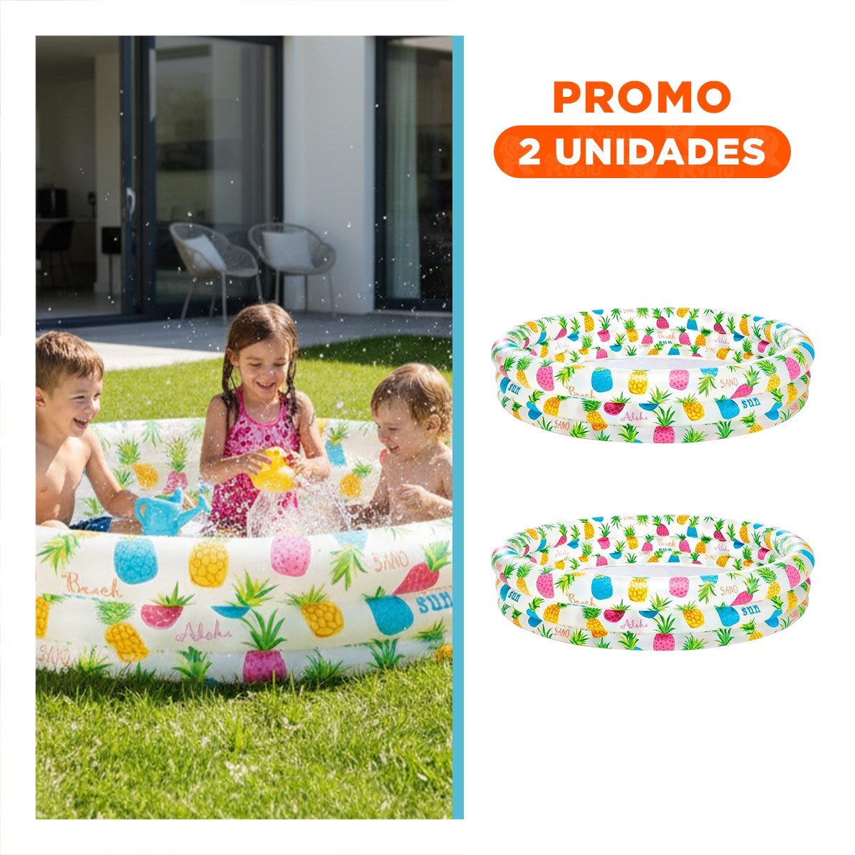 PACK2 PILETA INFLABLE DECORATIVA PARA CASA Y PATIO CON ESTILO VERANIEGO - 1