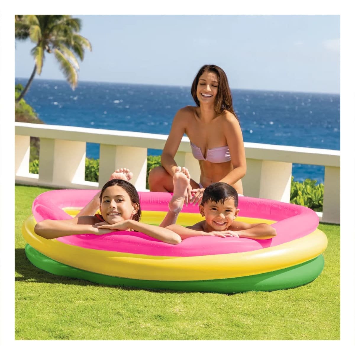 PACK4 JUEGO ACUATICO ARCOIRIS INFLABLE INFANTIL 147 X 33 CM PARA PATIO Y+PAPEL REGALO - 2