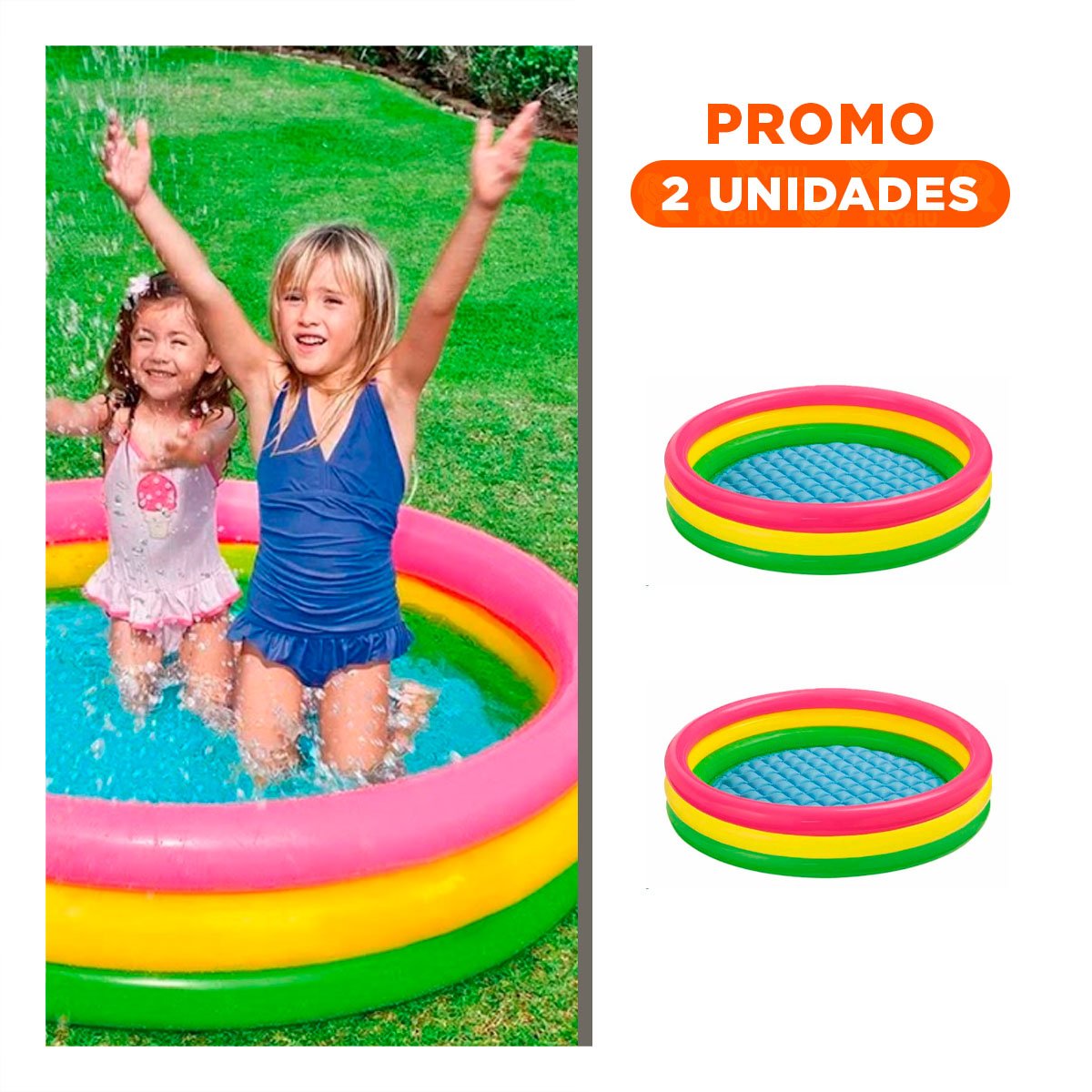 PACK2 AREA DE JUEGOS ARCOIRIS INFLABLE INFANTIL 114 X 25 CM PARA HOGAR - 1
