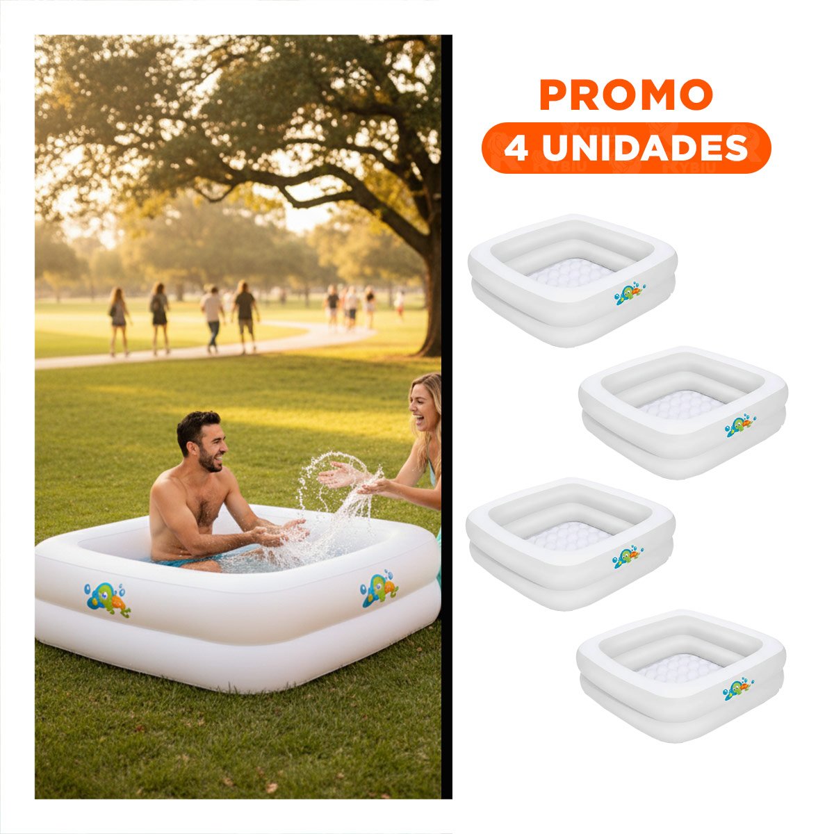 PACK4 ZONA DE AGUA 86X86X25 CM PRACTICA PARA DIVERSION REFRESCANTE EN VERANO Y+REGALO STICKER - 1