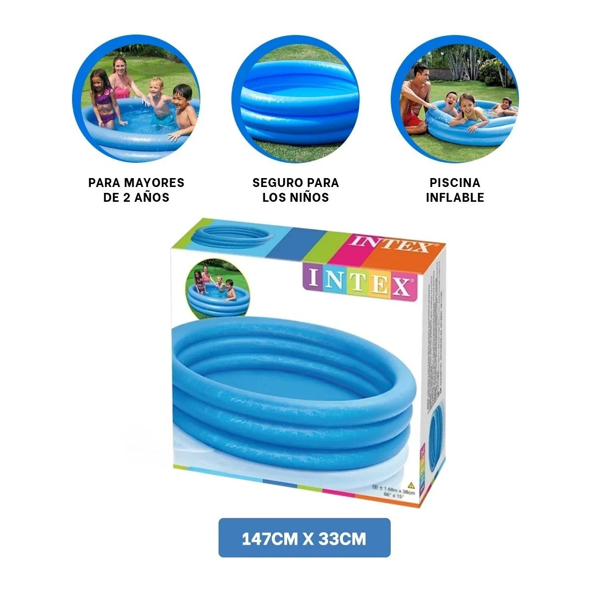 PACK6 AREA DE AGUA AZUL CRISTAL 147 X 33 CM PARA USO DIARIO EN HOGAR Y+REGALO STICKER - 2