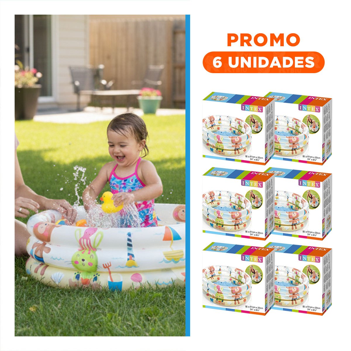 PACK6 CENTRO RECREATIVO INFLABLE CON OSITOS PARA HOGAR - 1