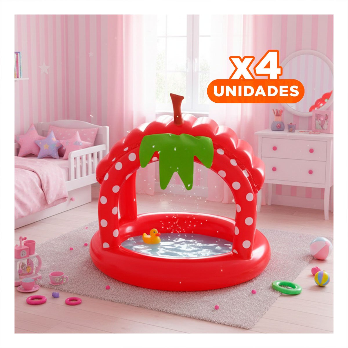 PACK4 ESTANQUE INFLABLE FRESITA PARA CASA Y PATIO CON DISENO COLORIDO - 1