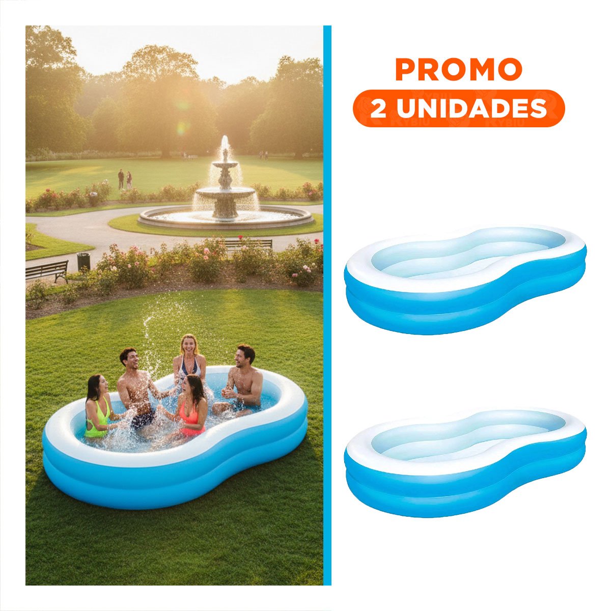 PACK2 PISCINA PARA FAMILIA INFLABLE DE HOGAR Y JARDIN CON ESPACIO AMPLIO Y COMODIDAD - 1