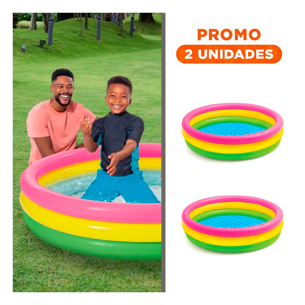 PACK2 AREA DE JUEGOS ARCOIRIS INFLABLE INFANTIL 147 X 33 CM PARA HOGAR - 1