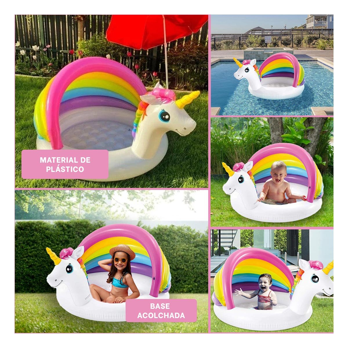 PACK2 ZONA DE AGUA BEBE UNICORNIO 1,27 X 1,02 X 69 CM INFLABLE PARA USO DIARIO Y+PAPEL REGALO - 3
