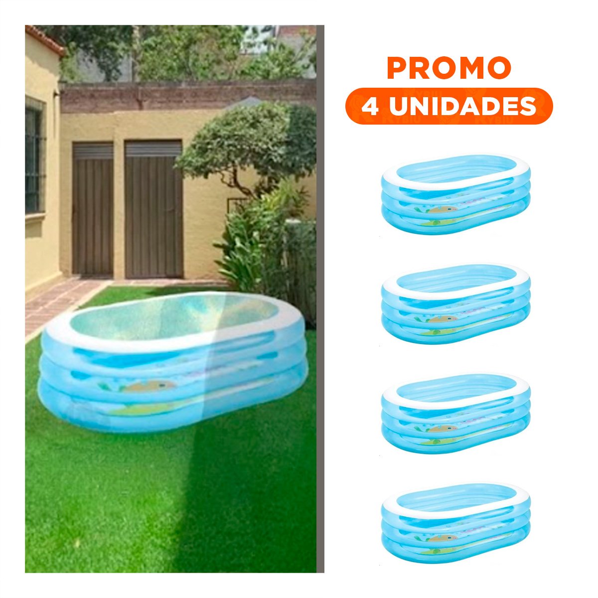 PACK4 ZONA ACUATICA FAMILIAR AMIGOS DEL MAR 163 X 107 X 46 CM PARA HOGAR Y+REGALO STICKER - 1