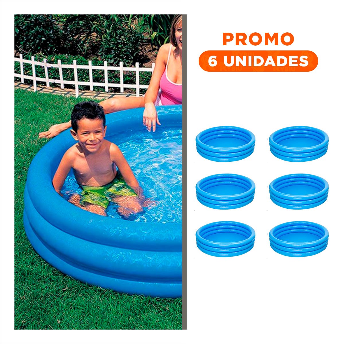 PACK6 AREA DE AGUA AZUL CRISTAL 147 X 33 CM PARA JUEGOS EN CASA Y PATIO FAMILIAR - 1