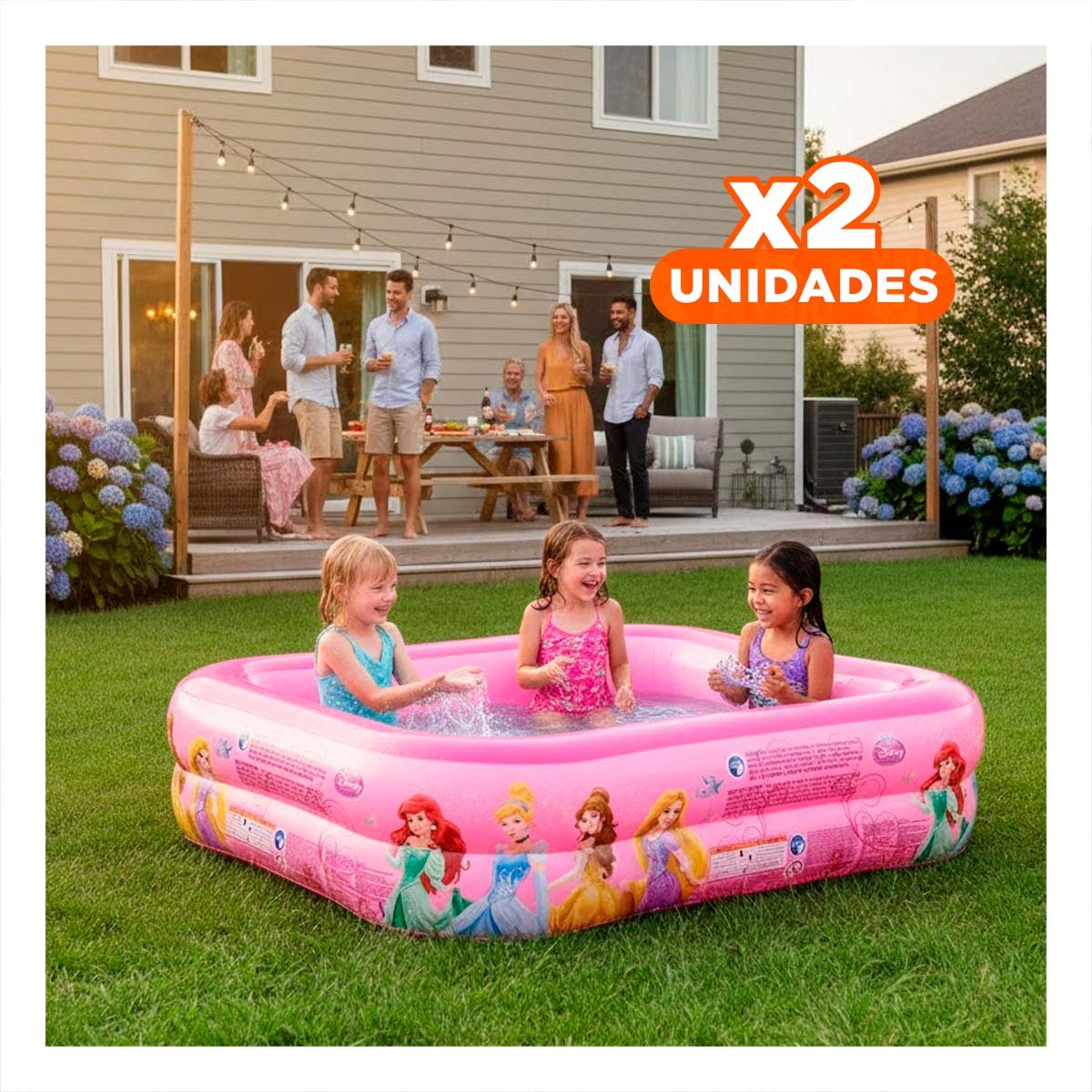 PACK2 PILETA INFLABLE PRINCESA PARA HOGAR Y JARDIN CON AMBIENTE FESTIVO Y+REGALO STICKER - 1