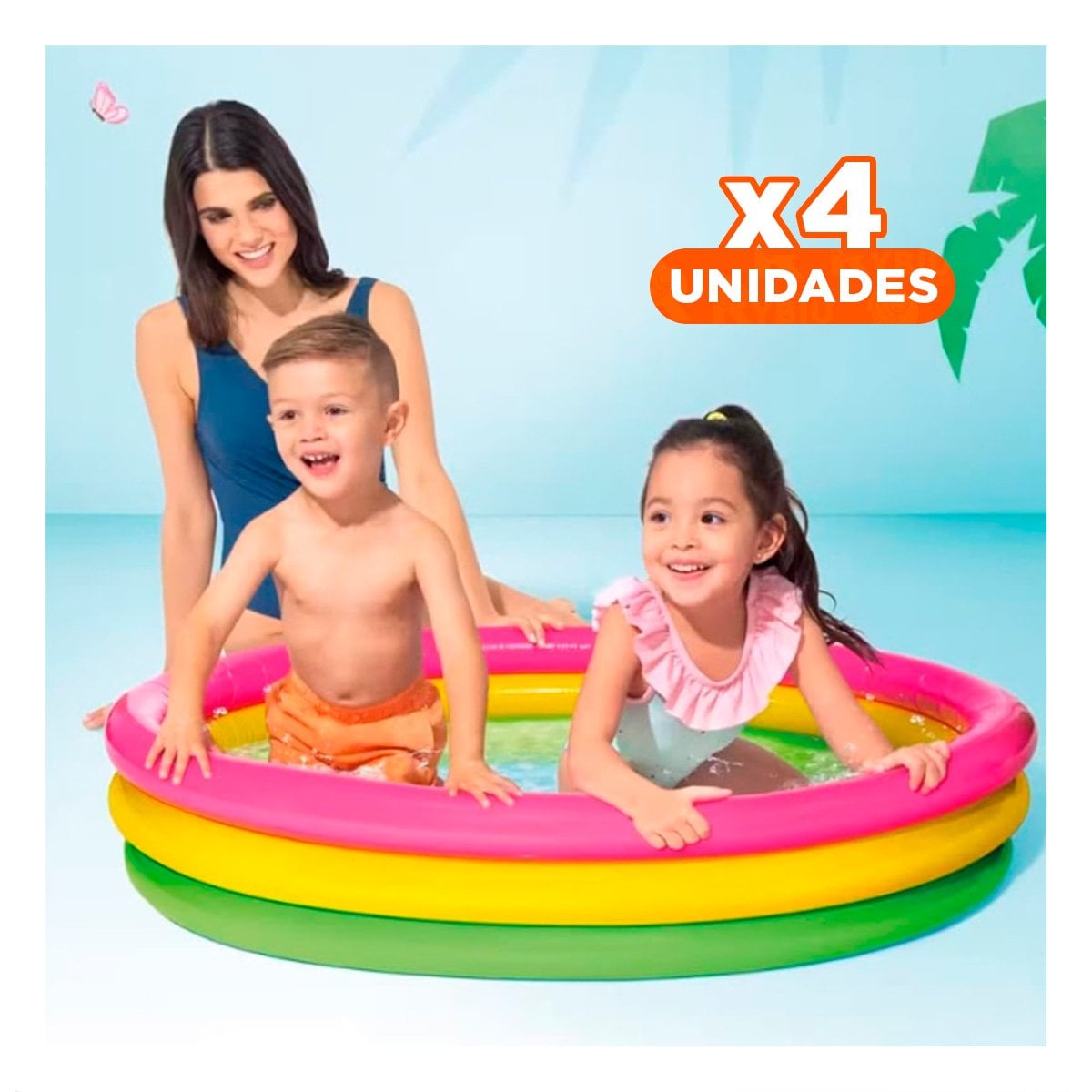 PACK4 ESPACIO ACUATICO ARCOIRIS INFLABLE INFANTIL 147 X 33 CM PARA VERANO - 1