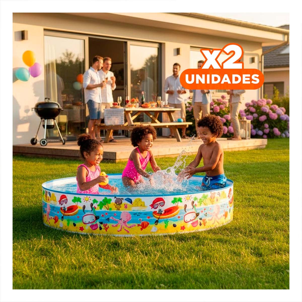 PACK2 PISCINA DOMESTICA OCEANO PARA PATIO Y JARDIN CON USO RECREATIVO Y+REGALO STICKER - 1