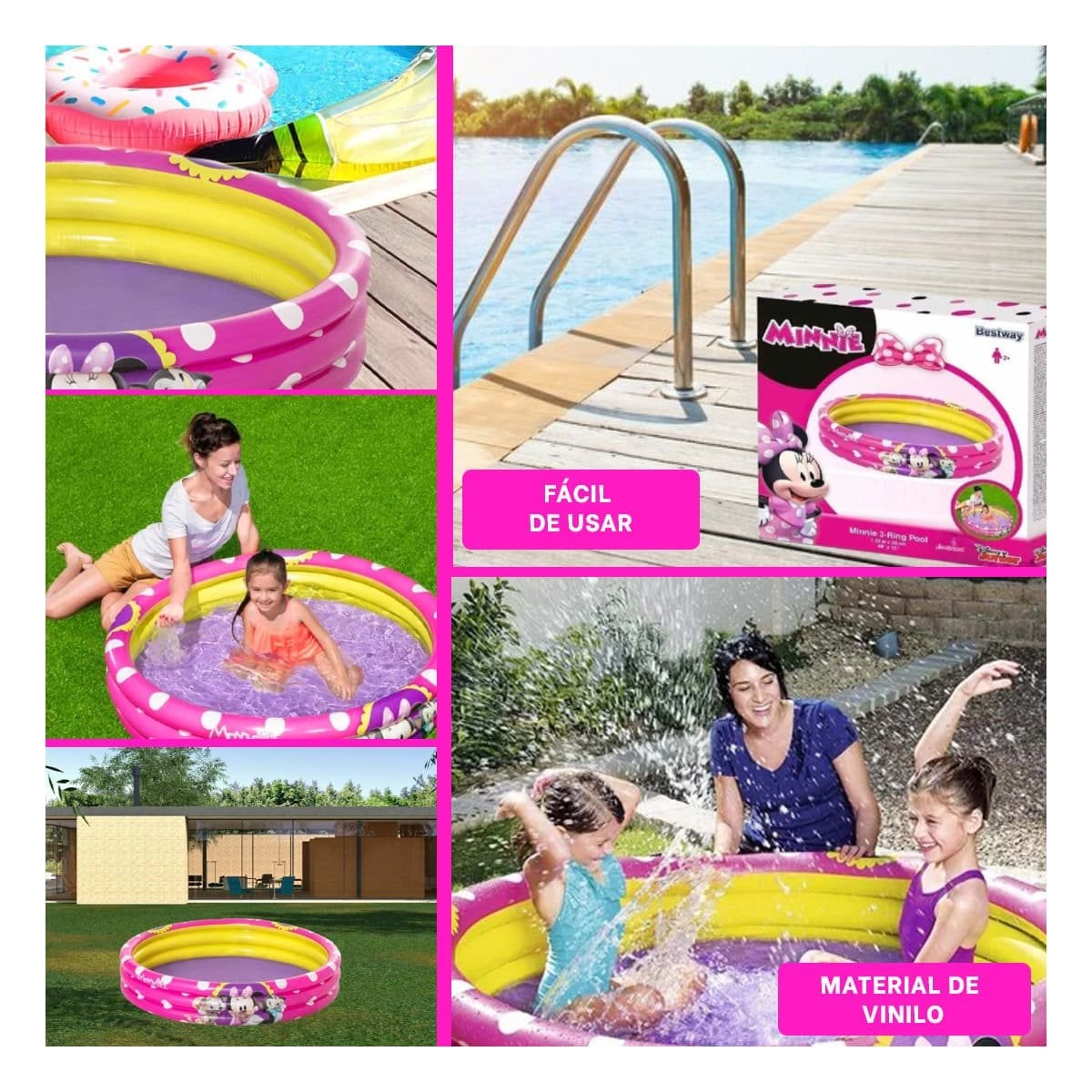 PACK4 POZA INFLABLE INFANTIL PARA ACTIVIDADES DE AGUA EN CASA Y+REGALO STICKER - 2