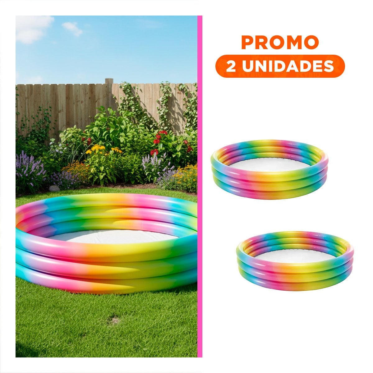 PACK2 ZONA ACUATICA DE COLORES 147 X 33 CM INFLABLE PARA USO FAMILIAR - 1